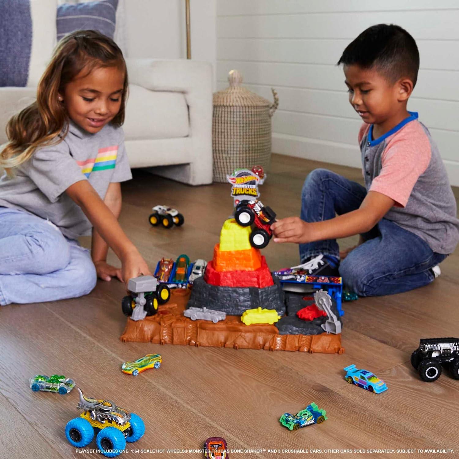 Juego Hot Wheels Monster Trucks Bone Shaker 1:64 y 3 Coches