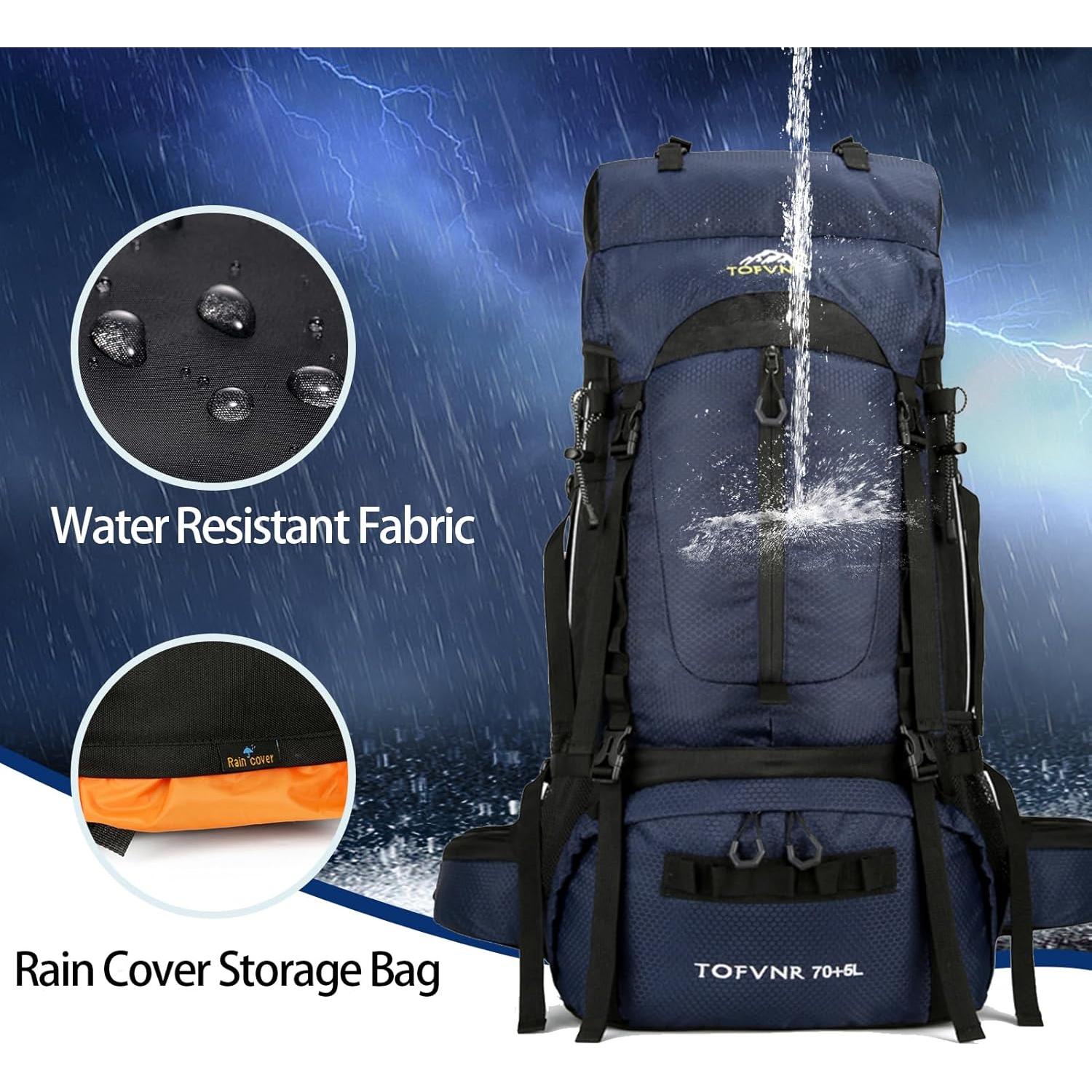 Mochila de Senderismo Blackpongo 75L Resistente al Agua Azul