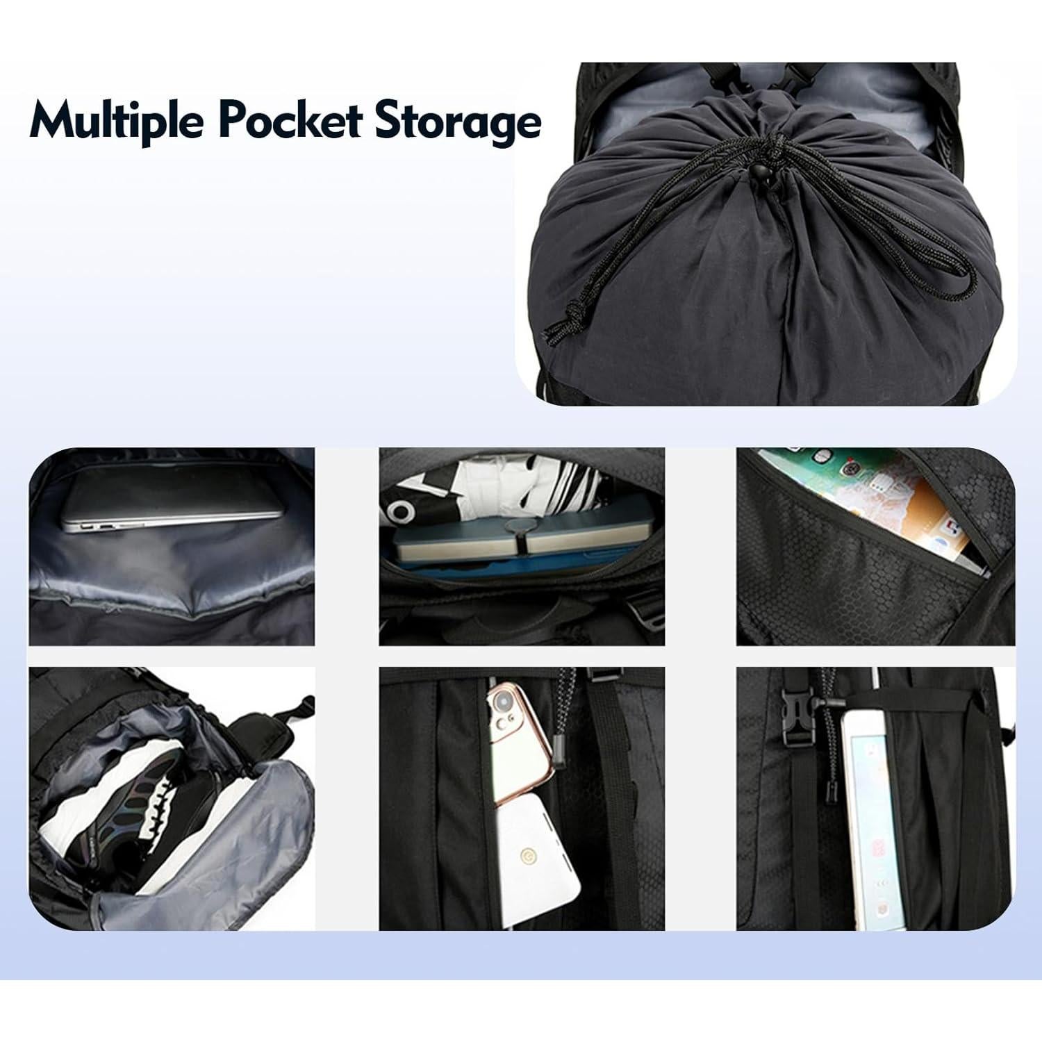 Mochila de Senderismo Blackpongo 75L Resistente al Agua Azul