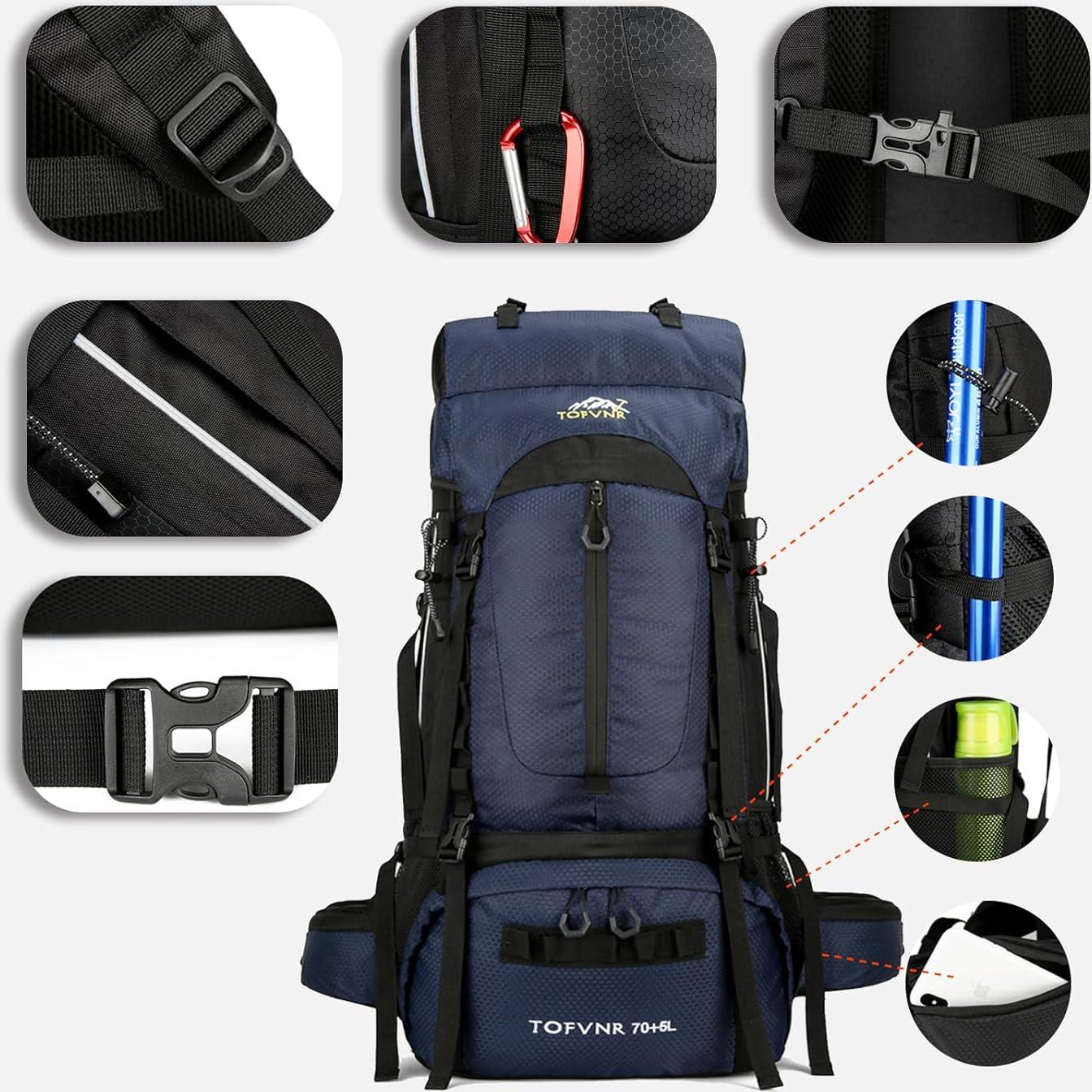 Mochila de Senderismo Blackpongo 75L Resistente al Agua Azul