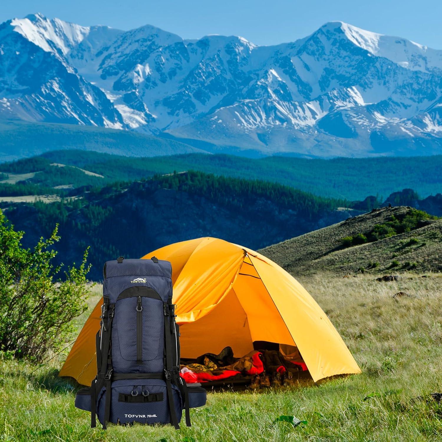 Mochila de Senderismo Blackpongo 75L Resistente al Agua Azul