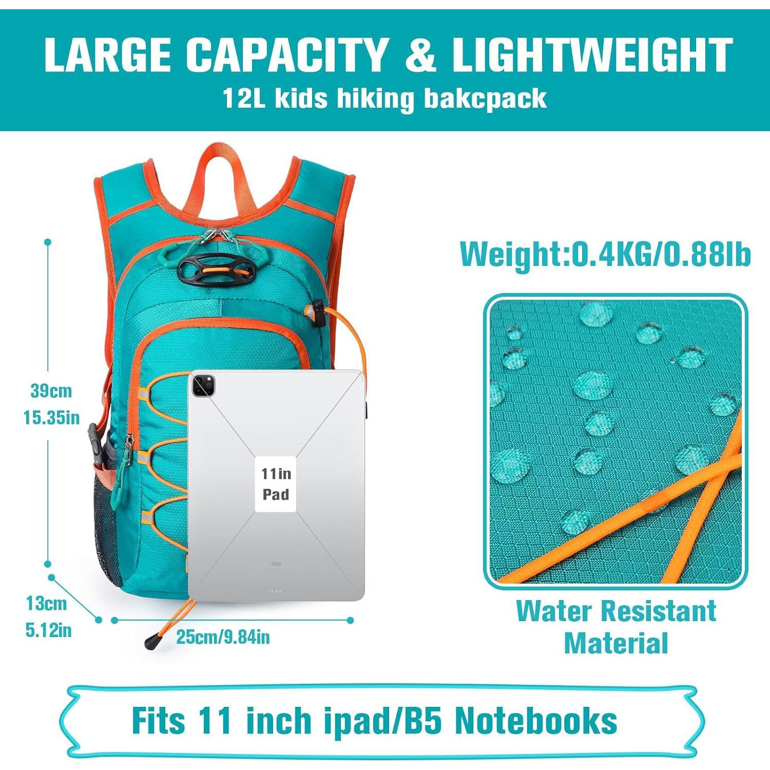 Mochila de Senderismo Niños 12L Verde Impermeable