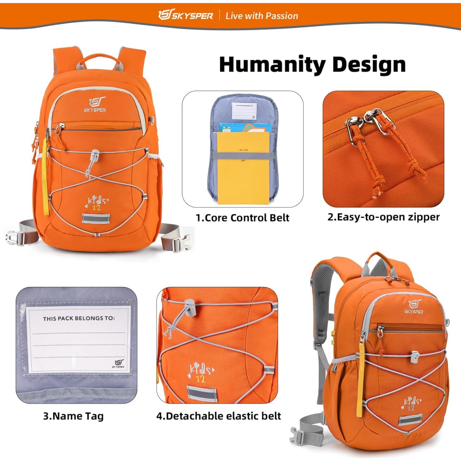 Mochila Escolar SKYSPER 12L para Niños 4-8 Años Naranja