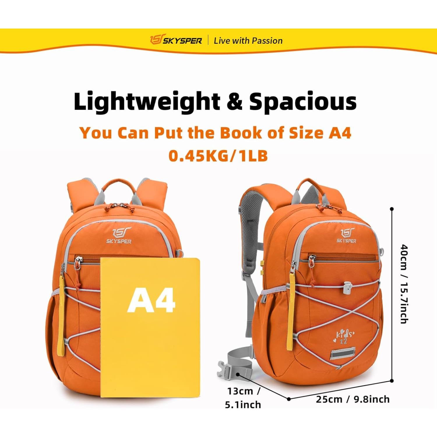 Mochila Escolar SKYSPER 12L para Niños 4-8 Años Naranja