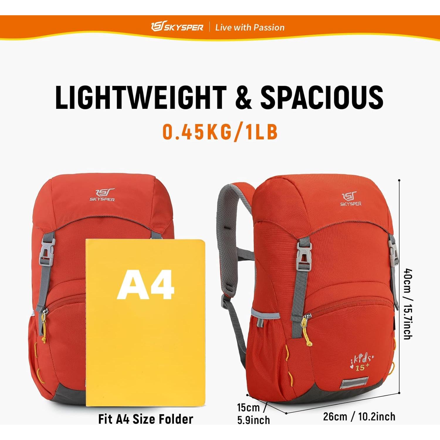 Mochila Escolar y de Viaje SKYSPER 15L para Niños Rojo