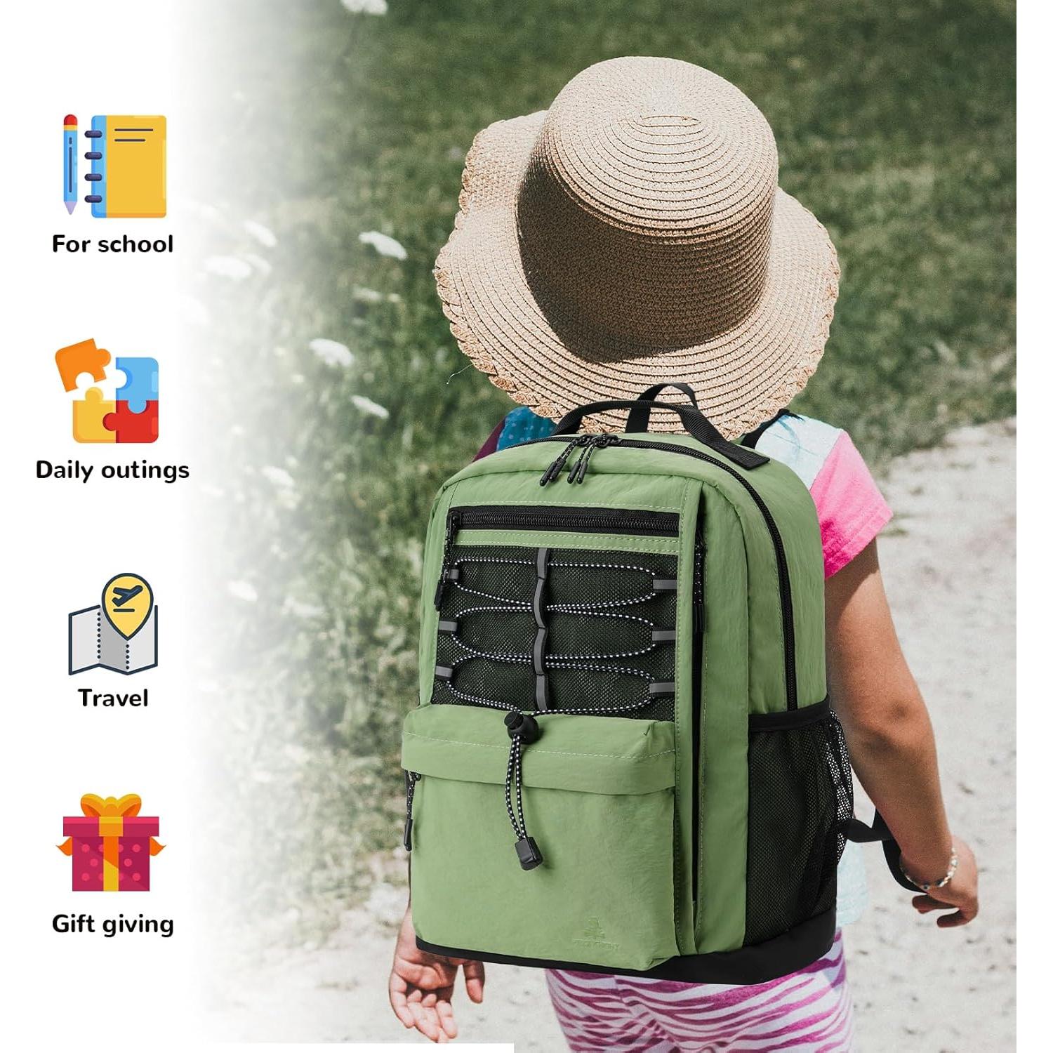 10L Small Size Casual Backpack for Kids Girls Boys Ages 3-9, Mini Waterproof Outdoor Sport Travel Hiking Camping Daypack (Army Green)