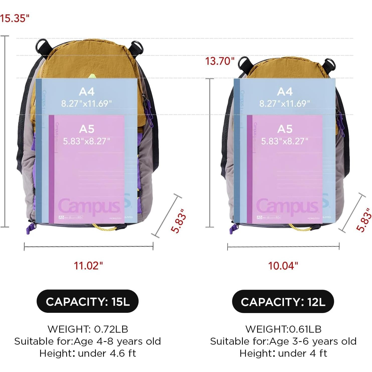 HAPPY NOCNOC 12L Kids Backpack for boys and girls, Small Ultra Lightweight Hiking Backpack for kids with Mesh Storage Bag, Water Resistant Travel Outdoor Sport Camping Daypack