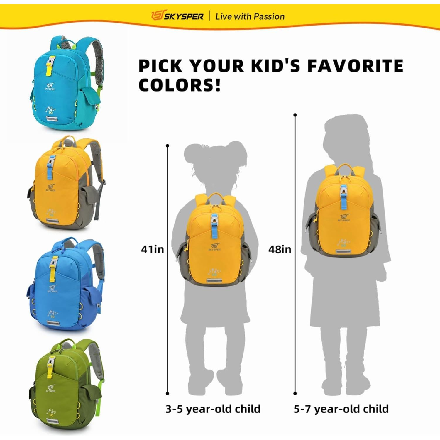 Mochila SKYSPER para Niños 10L Amarilla Ergonométrica