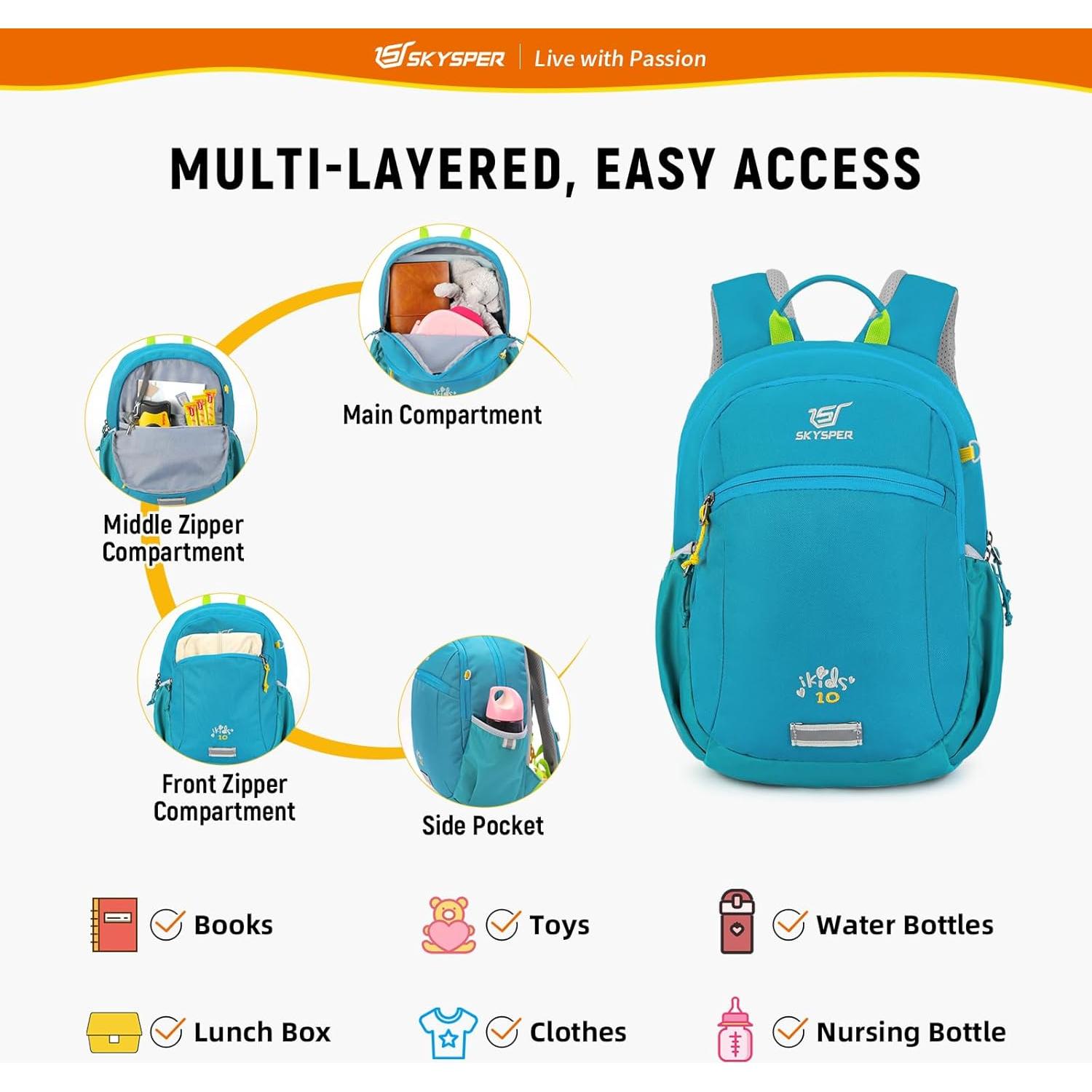 Mochila Infantil SKYSPER 10L Cian para Niños y Niñas