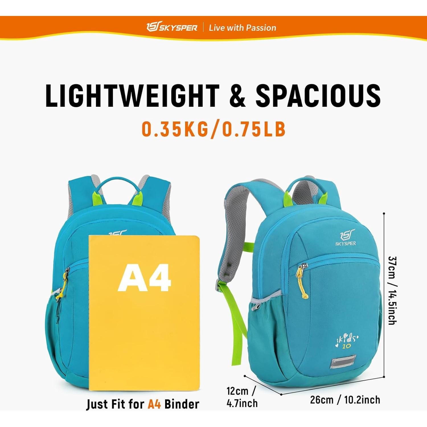 Mochila Infantil SKYSPER 10L Cian para Niños y Niñas