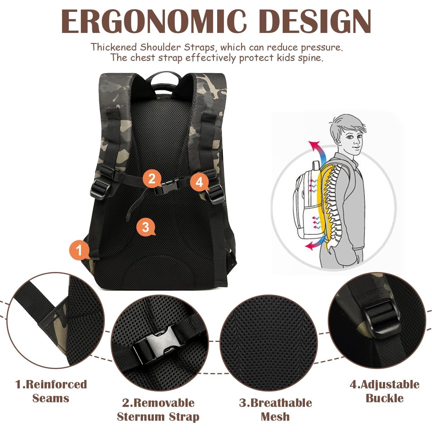 Mochila Táctica para Niños SunForMorning 20L Camuflaje Negro