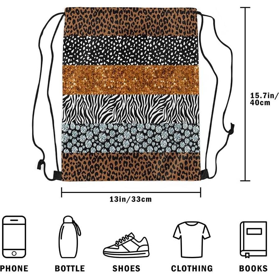 Mochila de Cuerda Erosebridal Leopardo 33x40 cm Impermeable