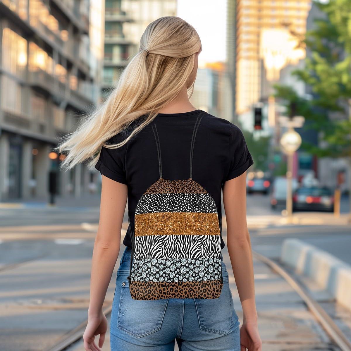 Mochila de Cuerda Erosebridal Leopardo 33x40 cm Impermeable