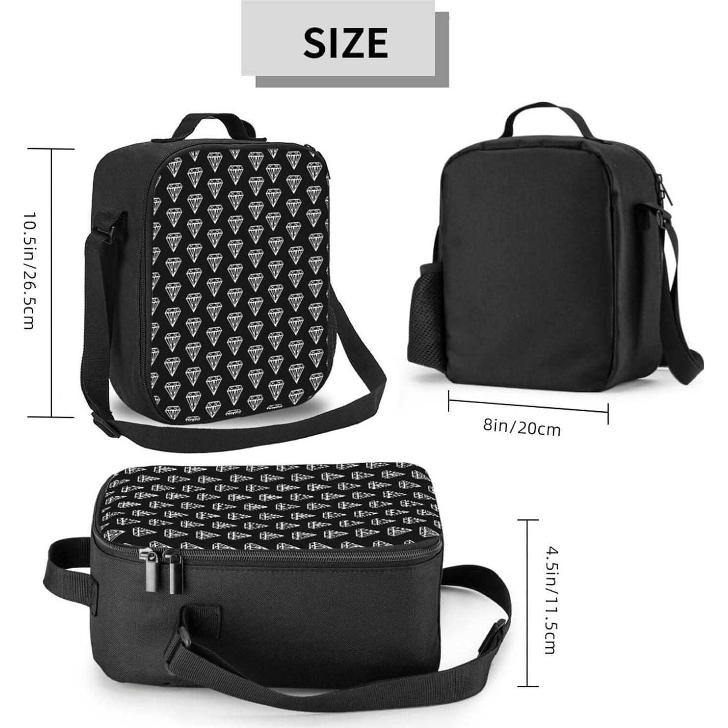 Bolsa de Almuerzo Aislada Genérico Patrón Diamante 20x11x26 cm