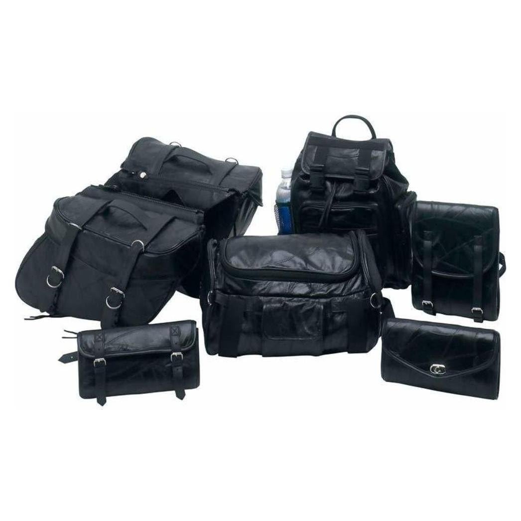 Juego de Equipaje para Motocicleta Maxam 7 Piezas Cuero Negro