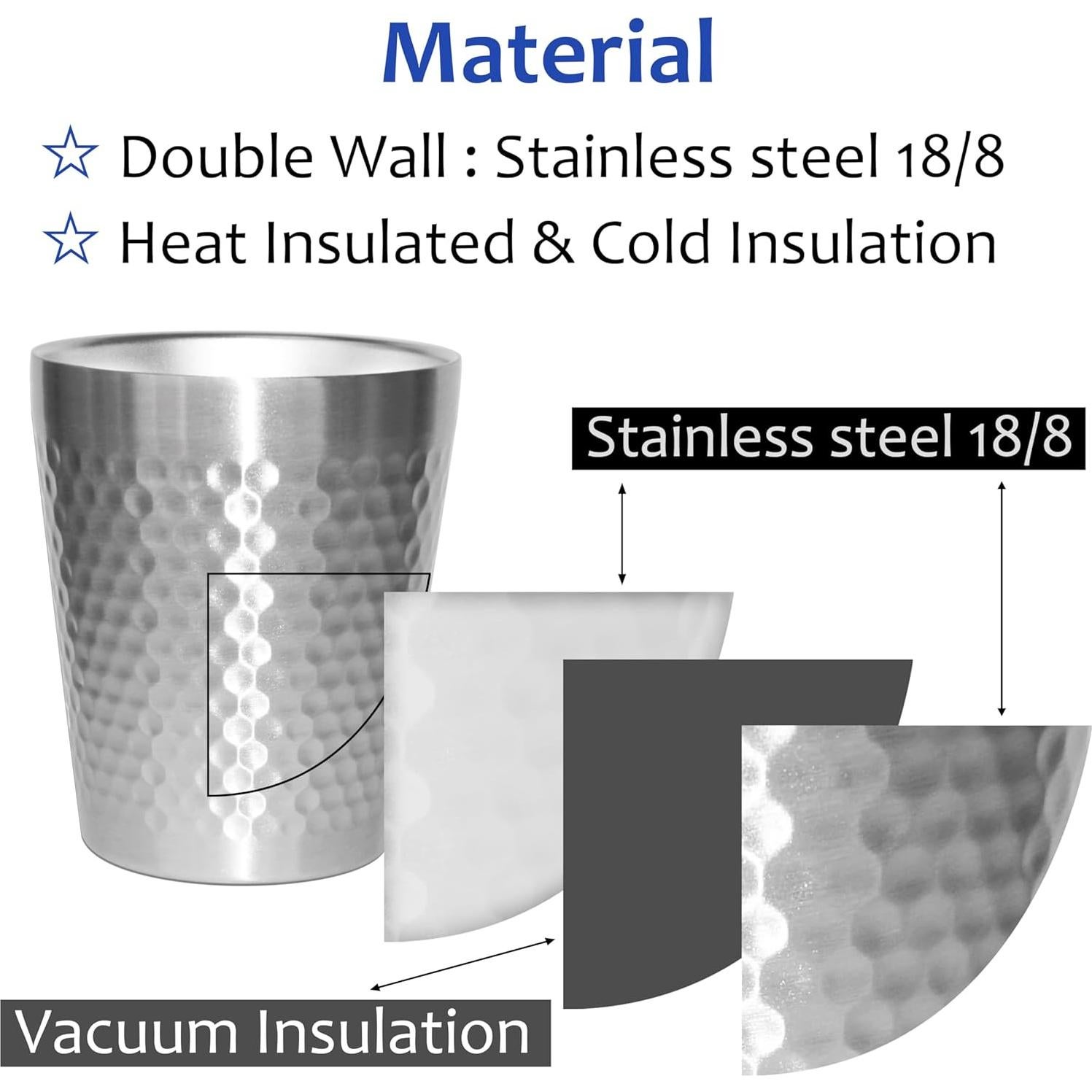 Tazas de Acero Inoxidable TIICOO 2 Paquetes 300ml Apilables
