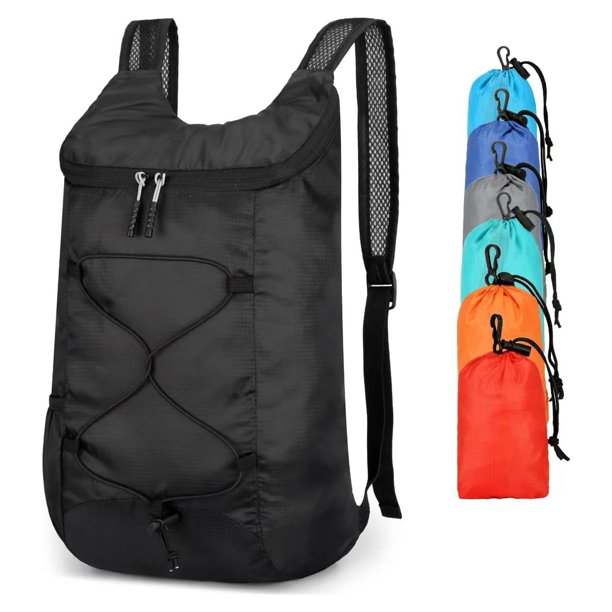 Mochila de Senderismo Plegable 16L Resistente al Agua B100 Negra