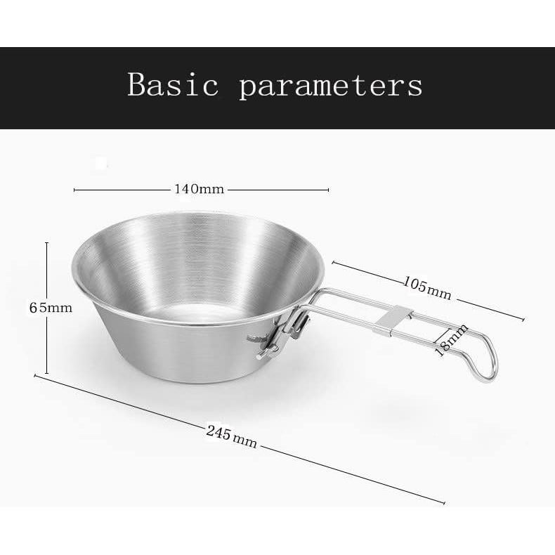 Camp Bowl Travel Sierra Cup Camping Tableware Equipment Set Backpacking 304 Stainless Steel Carry Fold Sturdy Measuring 500ml 2pcs + Canvas Bag