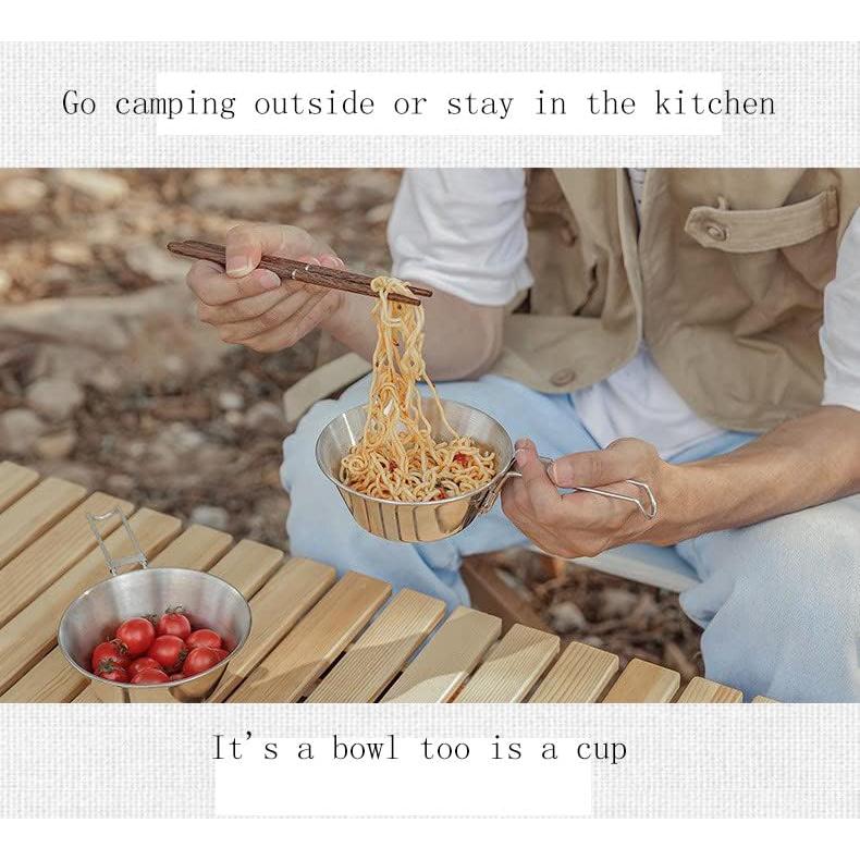 Camp Bowl Travel Sierra Cup Camping Tableware Equipment Set Backpacking 304 Stainless Steel Carry Fold Sturdy Measuring 500ml 2pcs + Canvas Bag