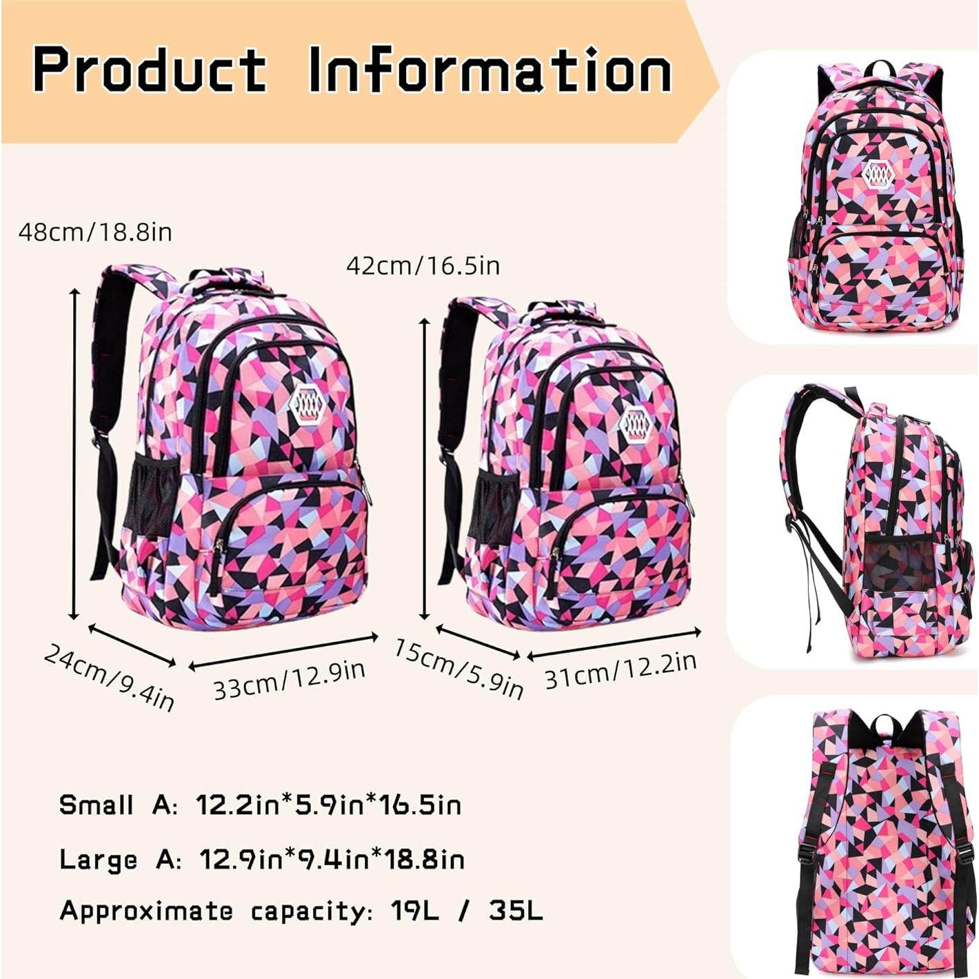 Mochila Infantil Geométrica Bansusu Grande 35L para Niños