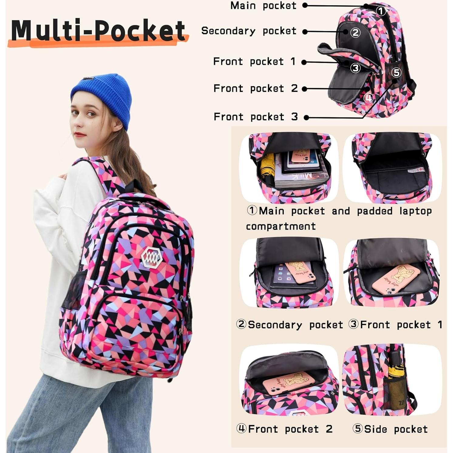 Mochila Infantil Geométrica Bansusu Grande 35L para Niños