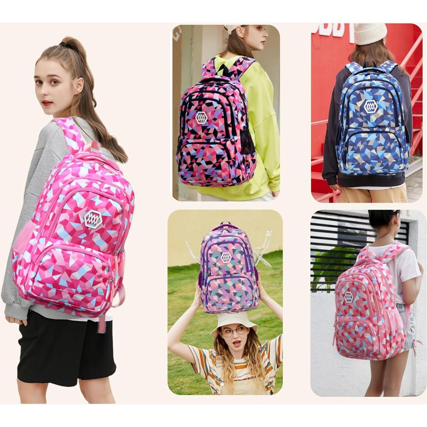 Mochila Infantil Geométrica Bansusu Grande 35L para Niños