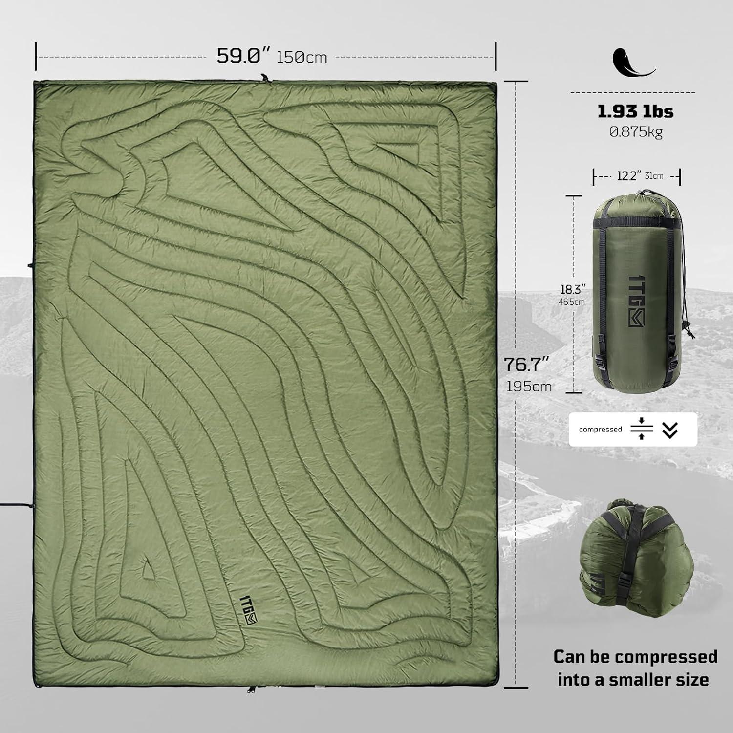 Manta de Camping 1TG Táctico Plegable 200x150cm Verde Oliva