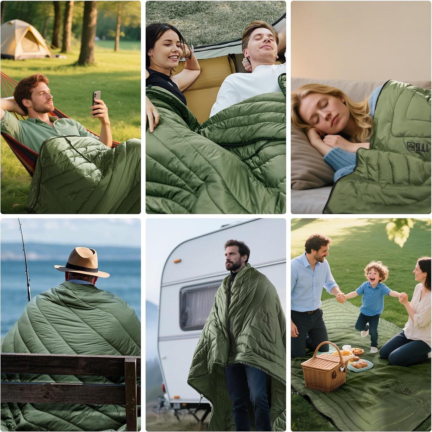 Manta de Camping 1TG Táctico Plegable 200x150cm Verde Oliva