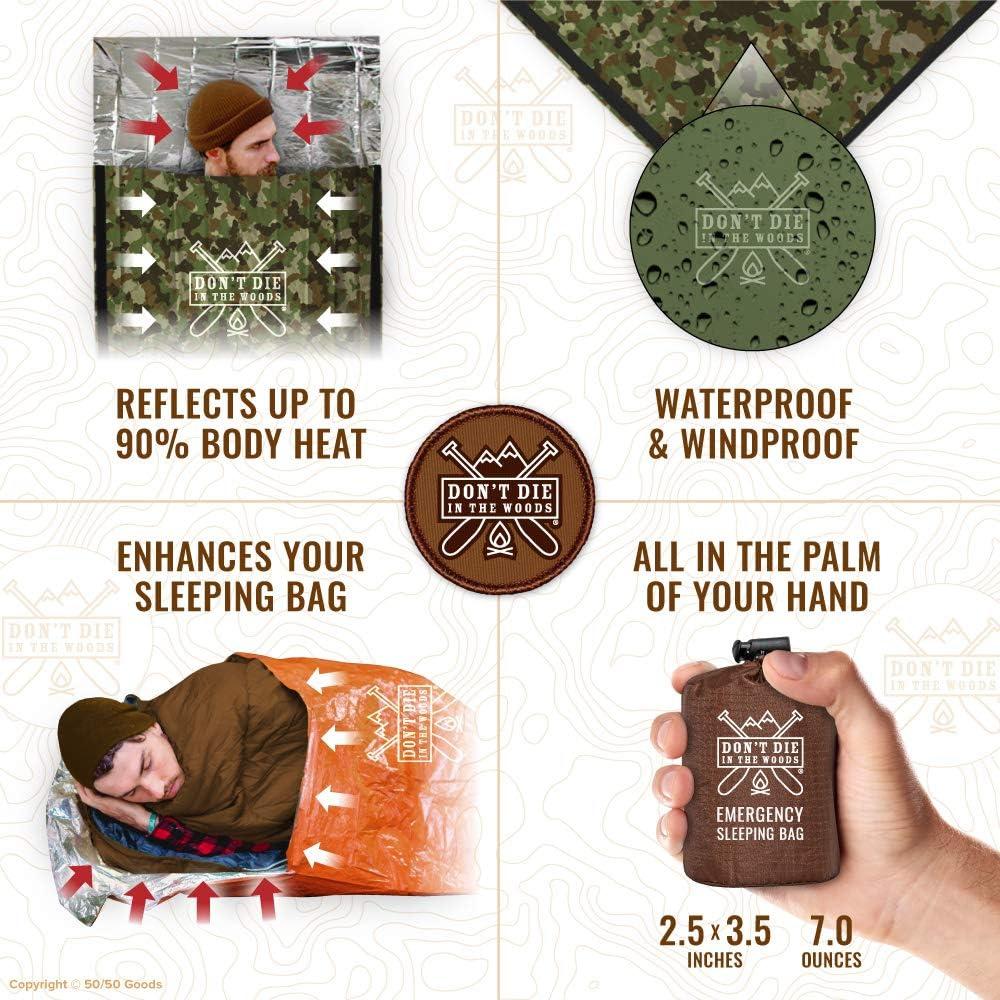 Saco de dormir de emergencia Mylar Don't Die In The Woods 198g
