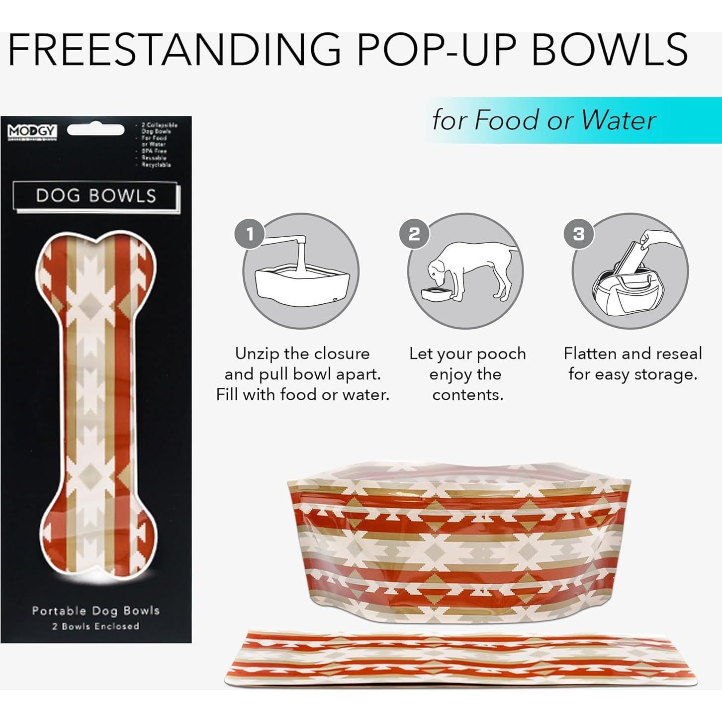 Cuenco Plegable para Perro Modgy - Reutilizable, 2 Unidades