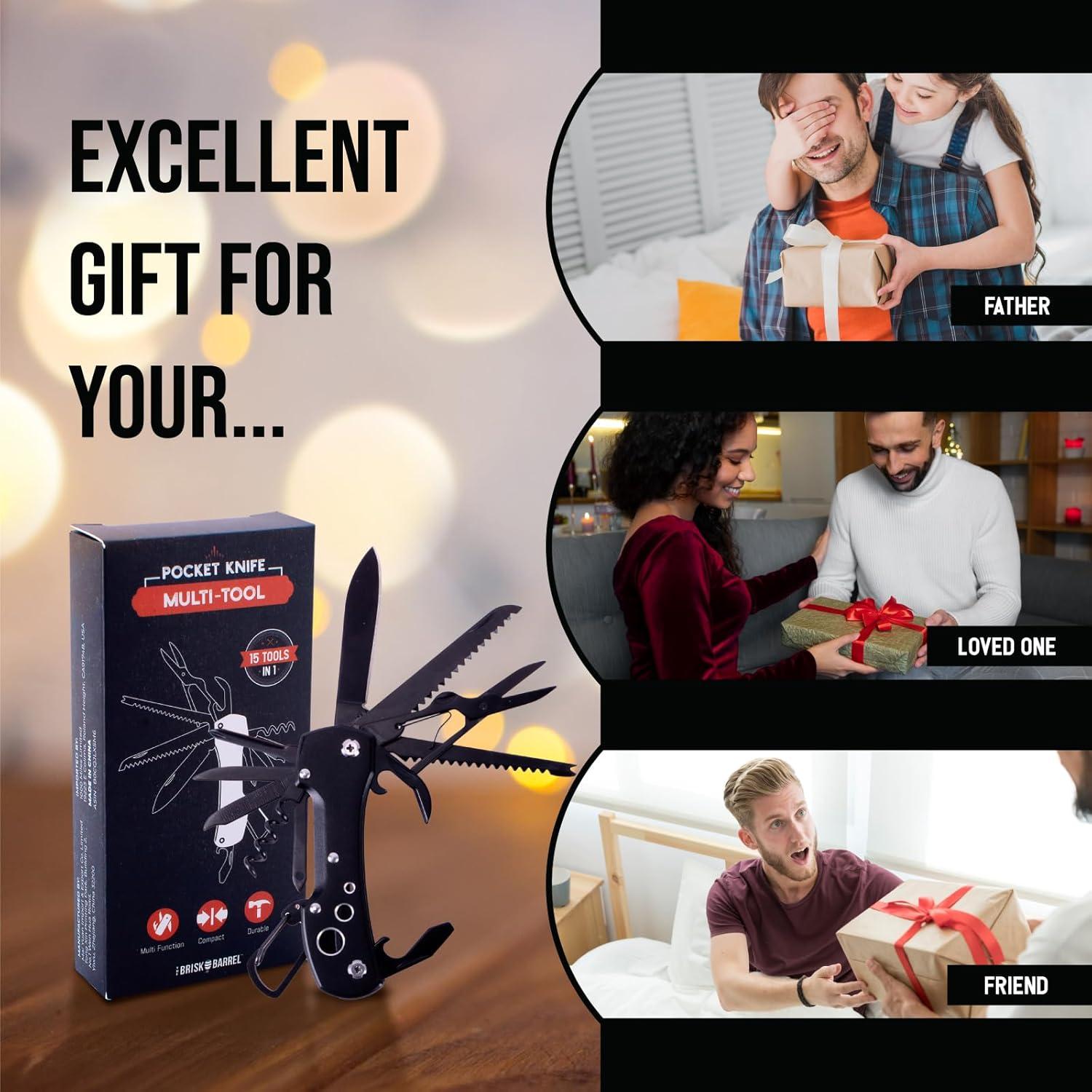 Cuchillo Multiherramienta 15 en 1 THE BRISK BARREL - Acero Inoxidable