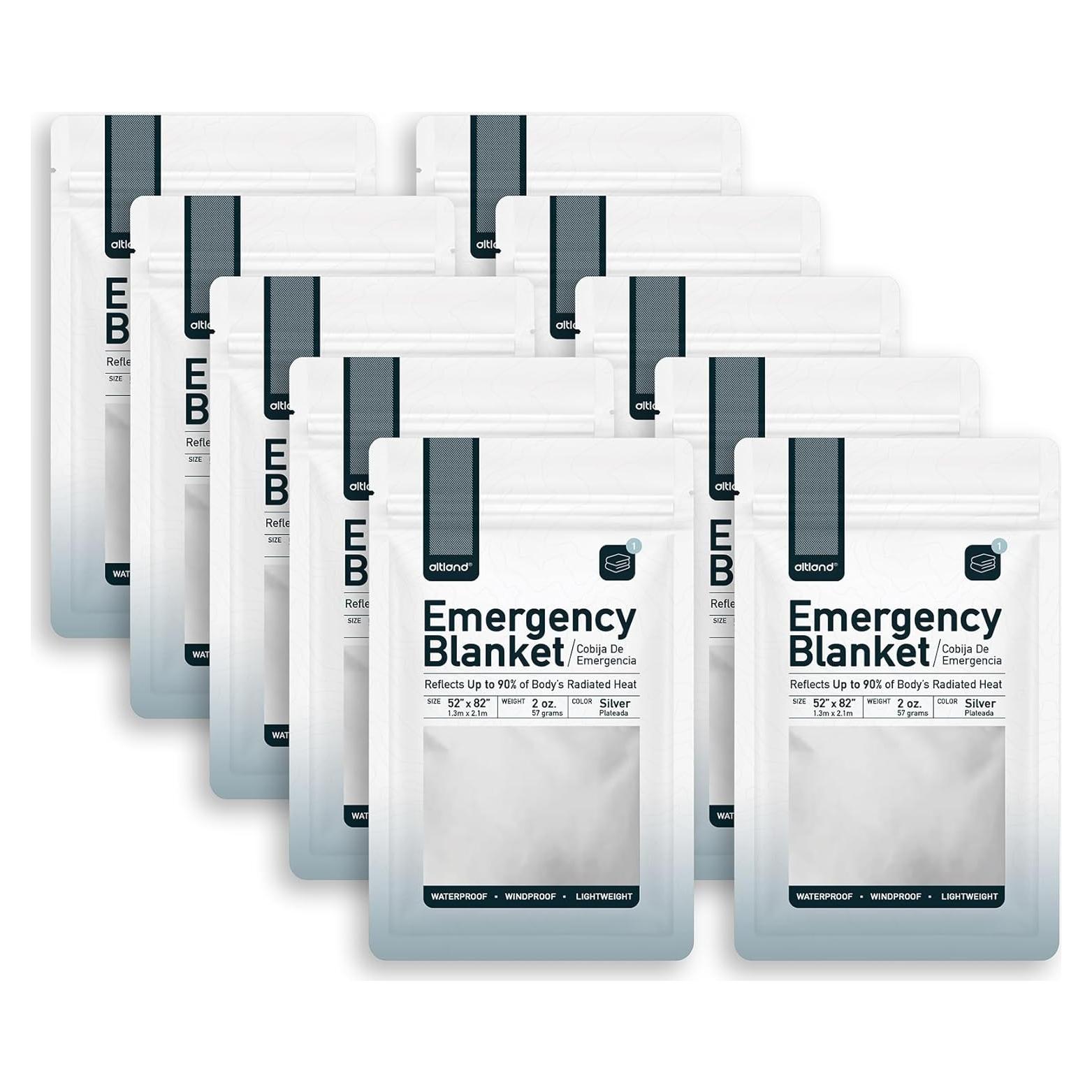 Paquete de 10 mantas de emergencia Altland 132x208 cm