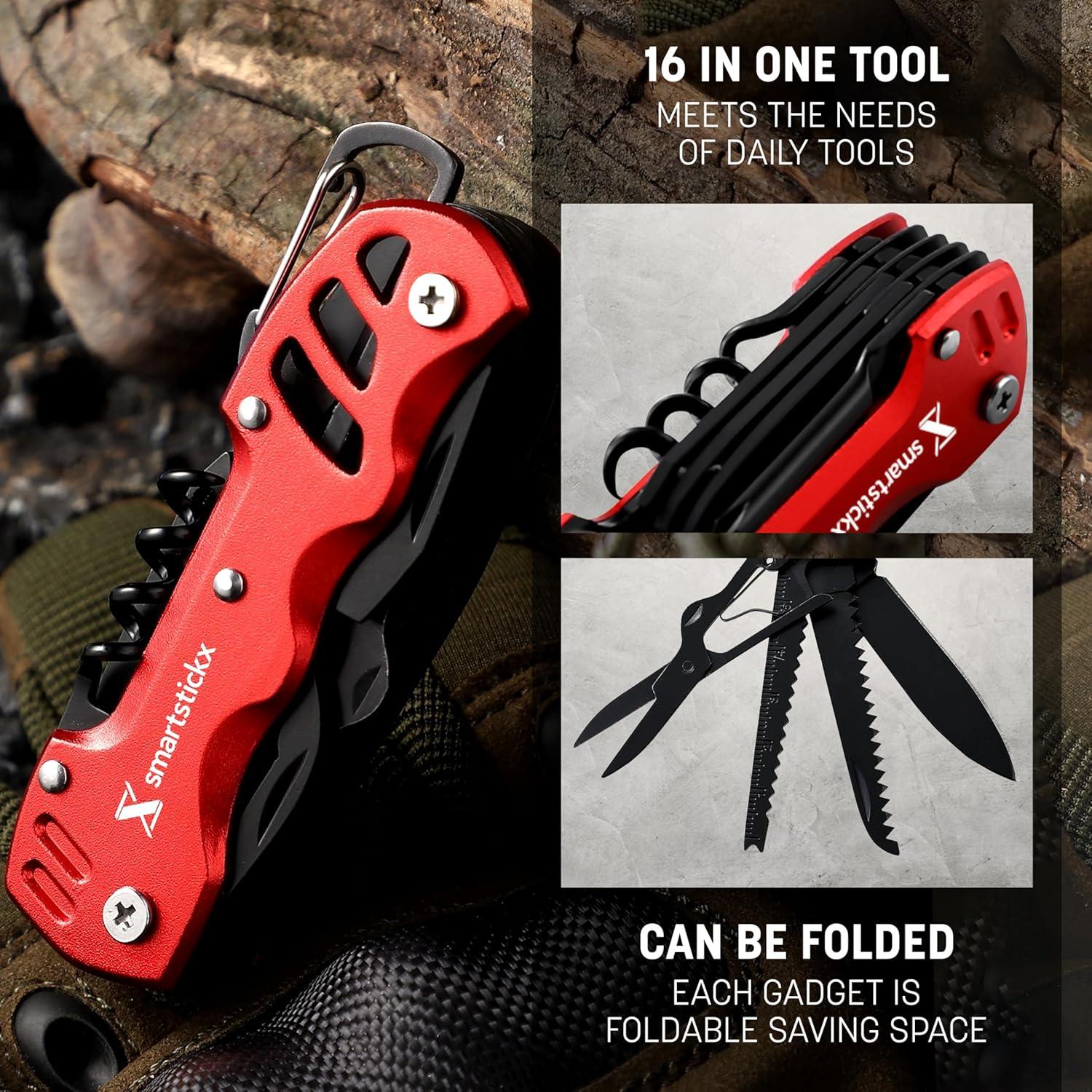 Cuchillo de bolsillo multiherramienta 16 en 1 SmartstickX rojo