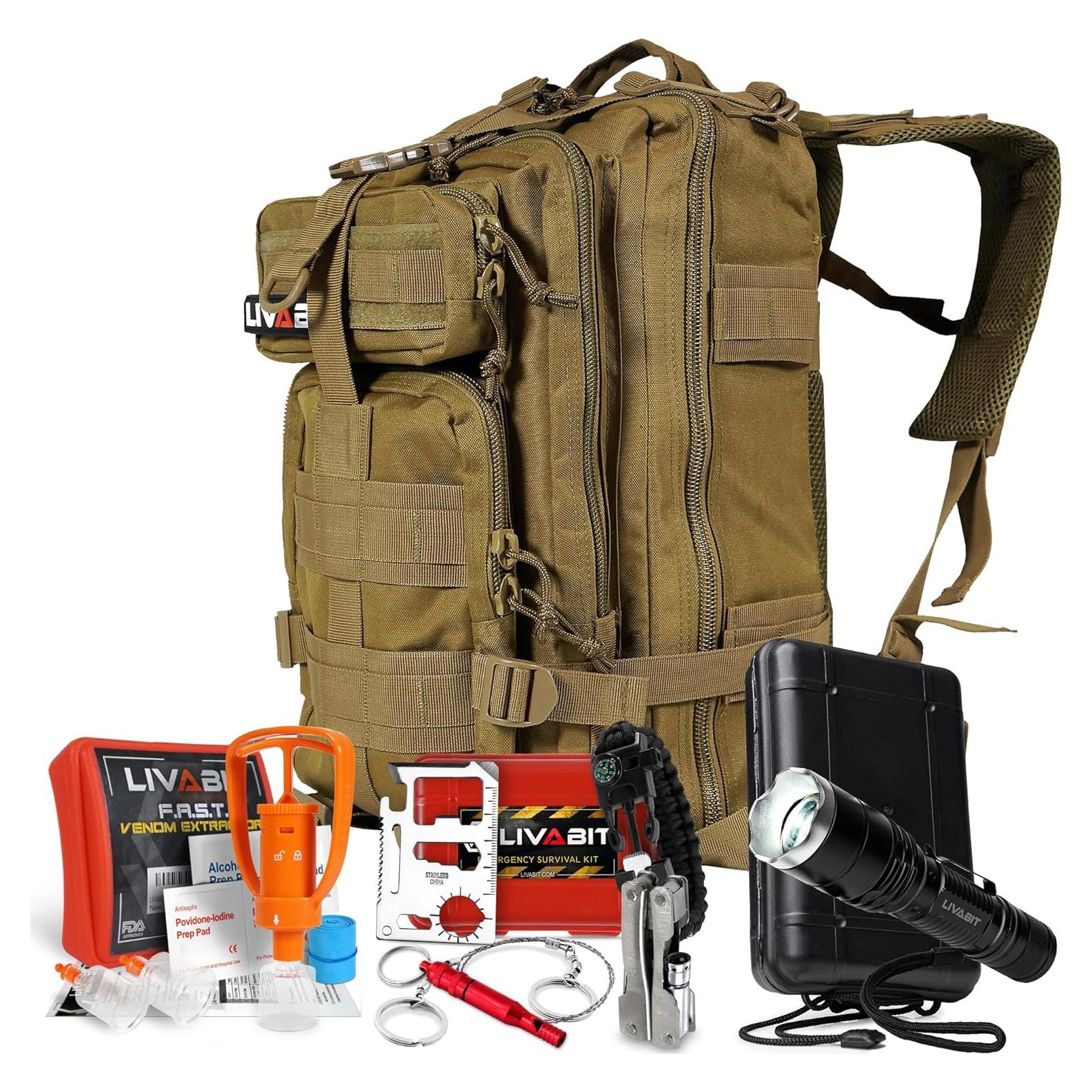 Mochila de Supervivencia 3 Días LIVABIT 30L Nylon Beige