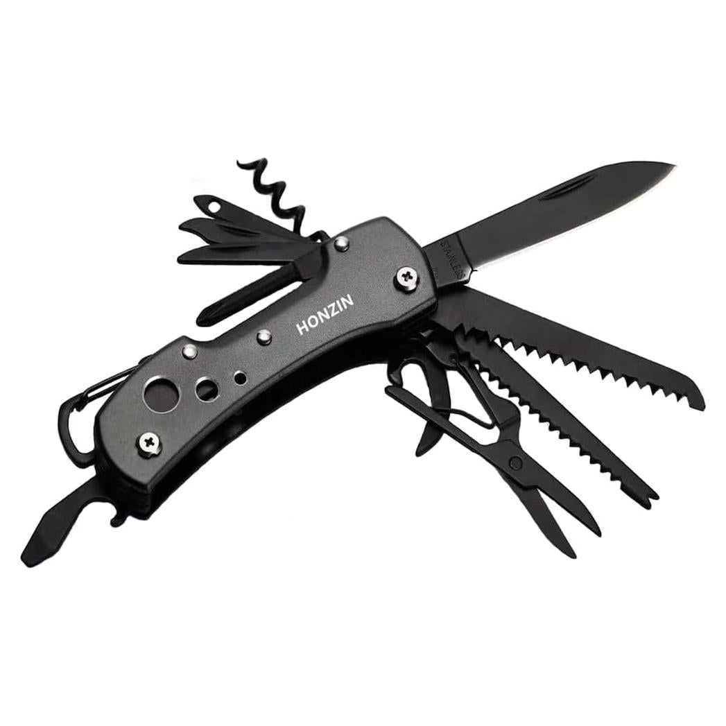 Cuchillo Multiherramienta HONZIN 15 en 1 Plegable Negro