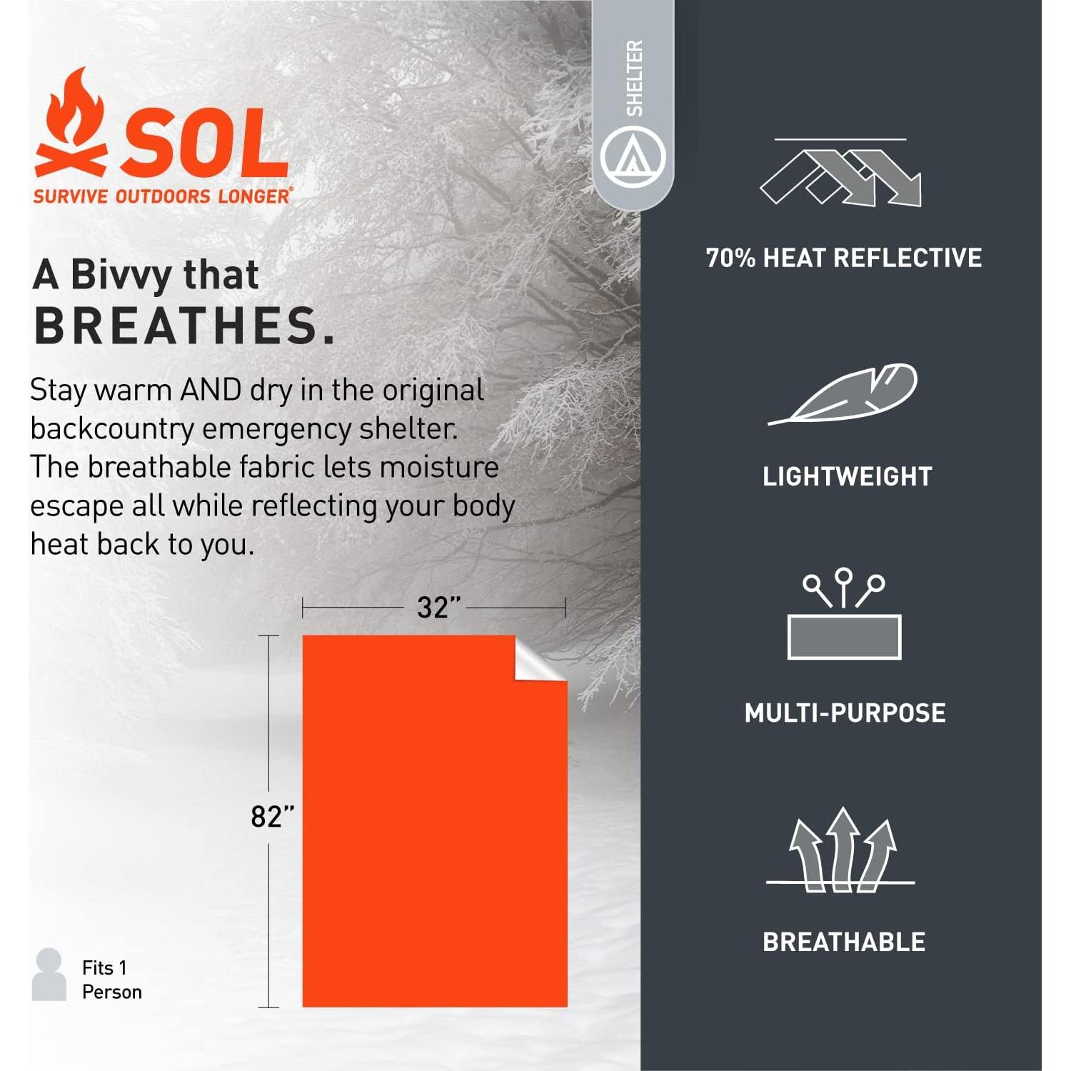 Bivvy de Supervivencia S.O.L. Escape Lite 208 cm Naranja