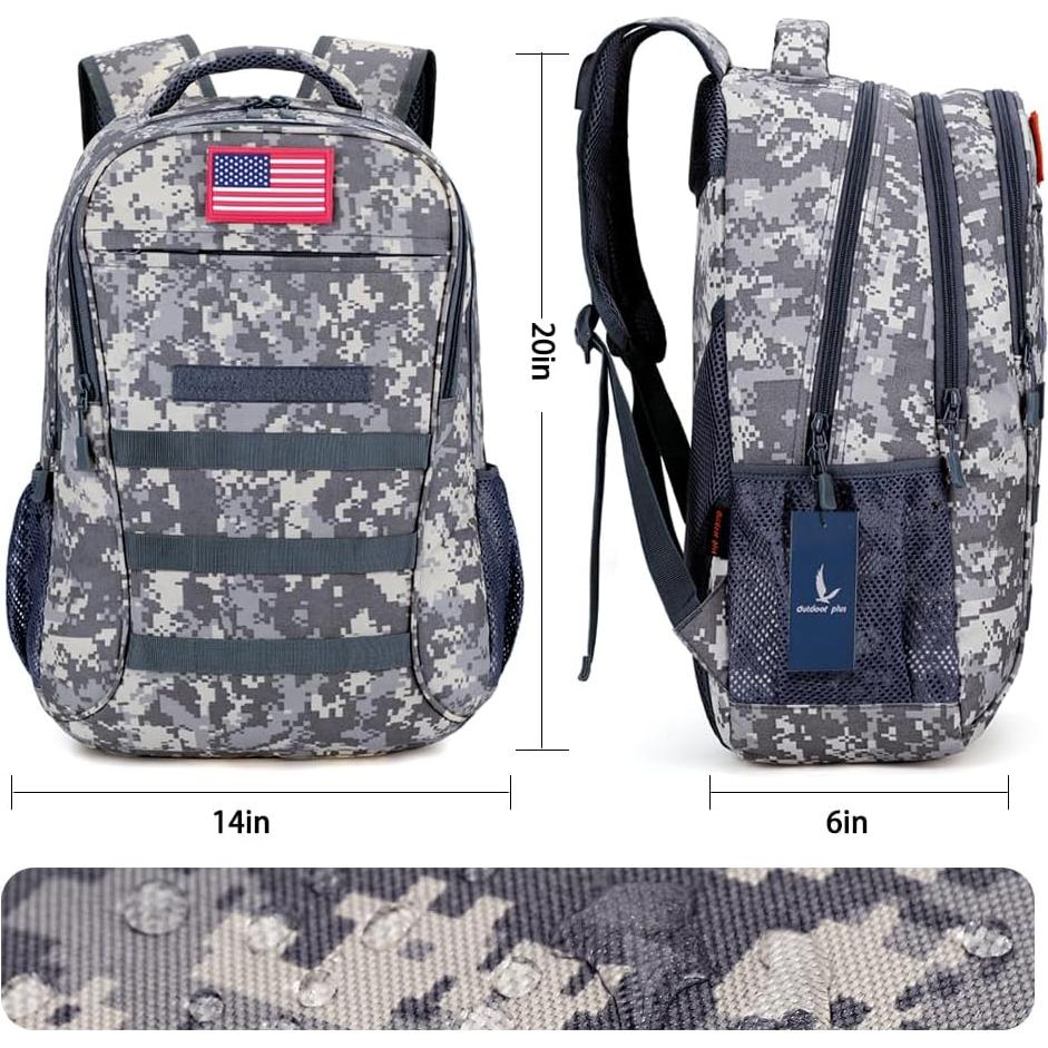 Mochila Escolar Militar Outdoor Plus 40L Camo con USB