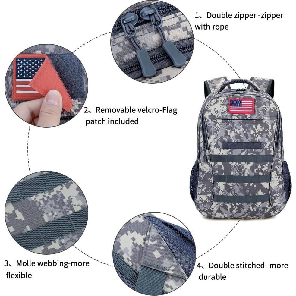 Mochila Escolar Militar Outdoor Plus 40L Camo con USB