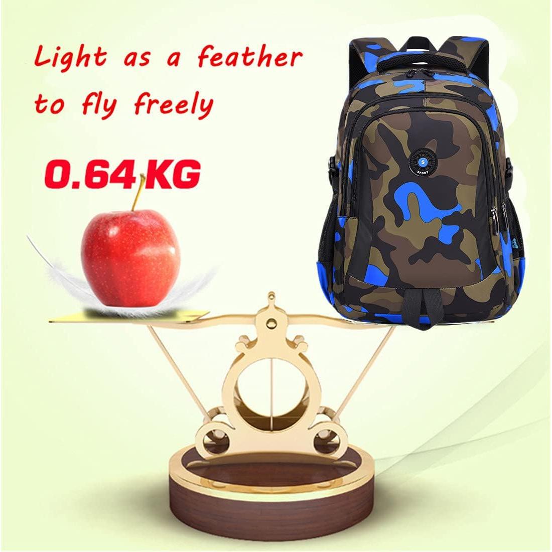 Mochila Escolar Camo Azul Nylon 44x30x15cm para Niños