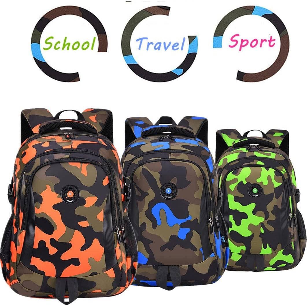Mochila Escolar Camo Azul Nylon 44x30x15cm para Niños