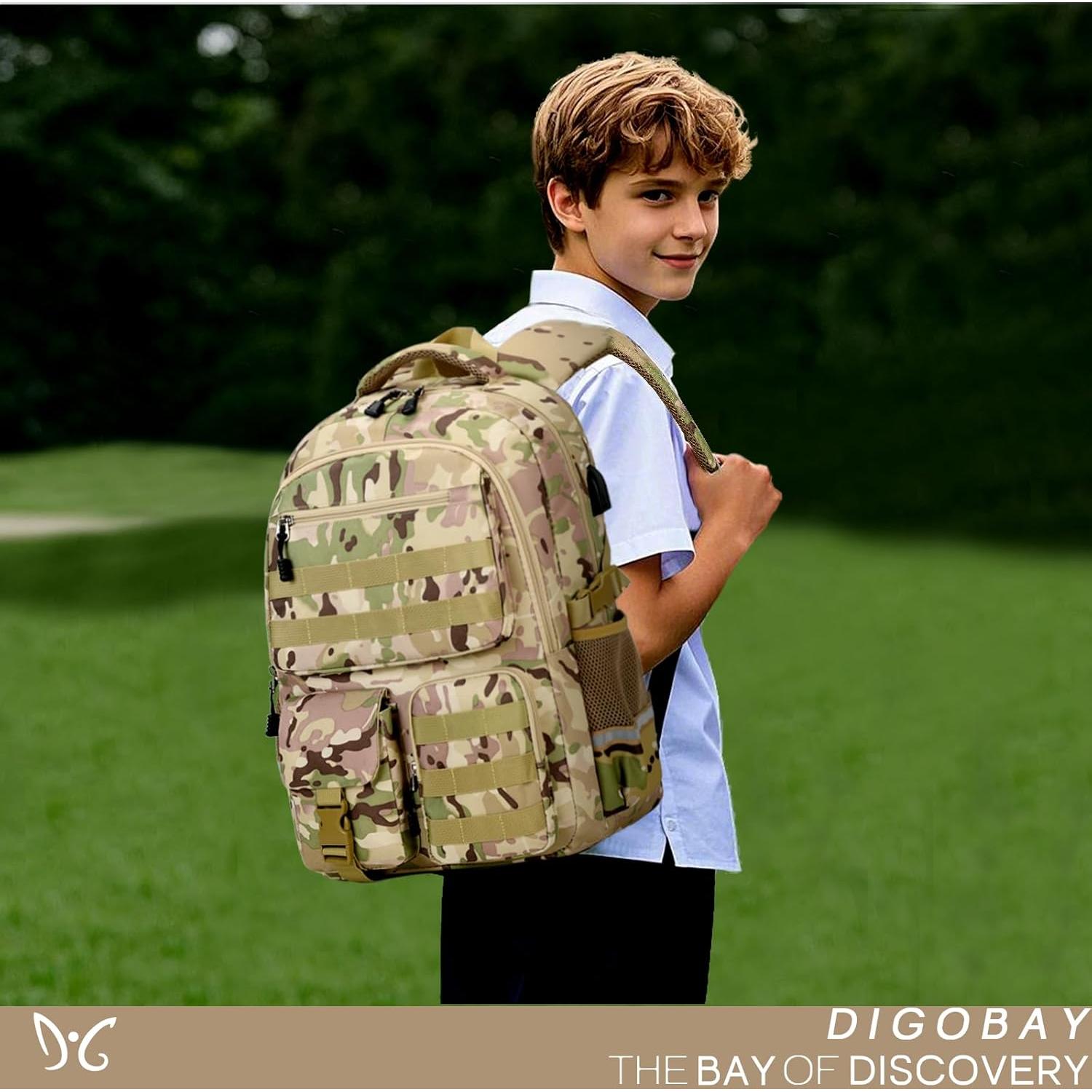 Mochila Camo Táctica para Niños con Almuerzo y Estuche