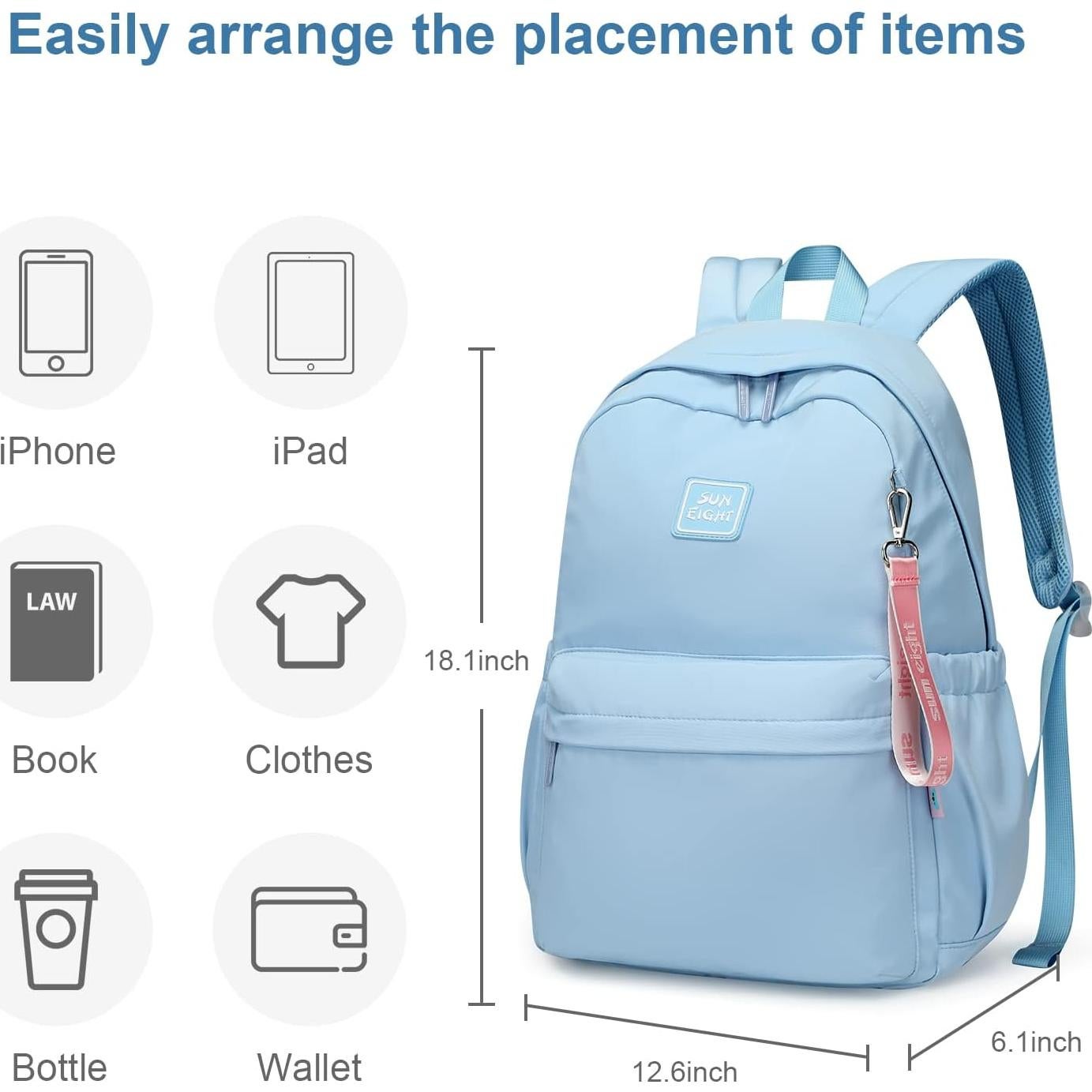 Mochila Escolar Caran·Y 30L Azul Aqua para Niños 6-18 Años