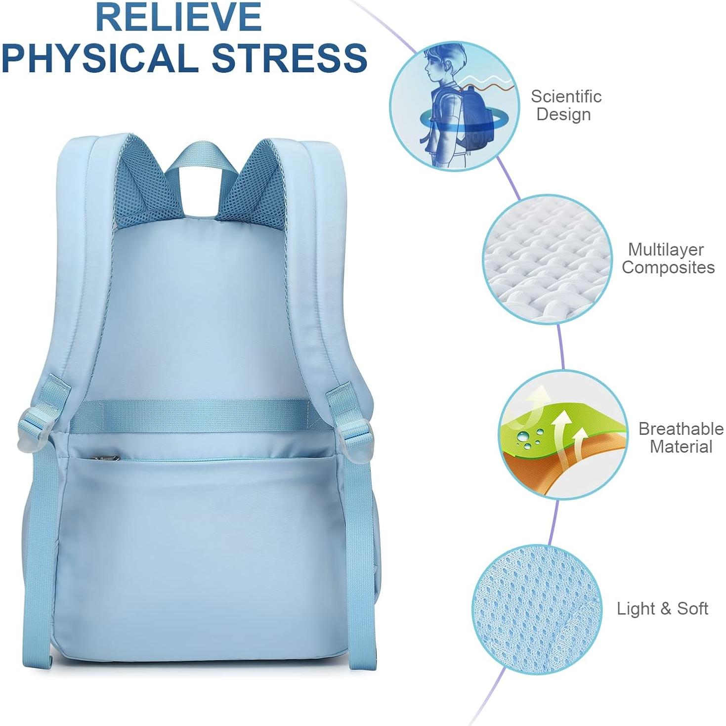 Mochila Escolar Caran·Y 30L Azul Aqua para Niños 6-18 Años
