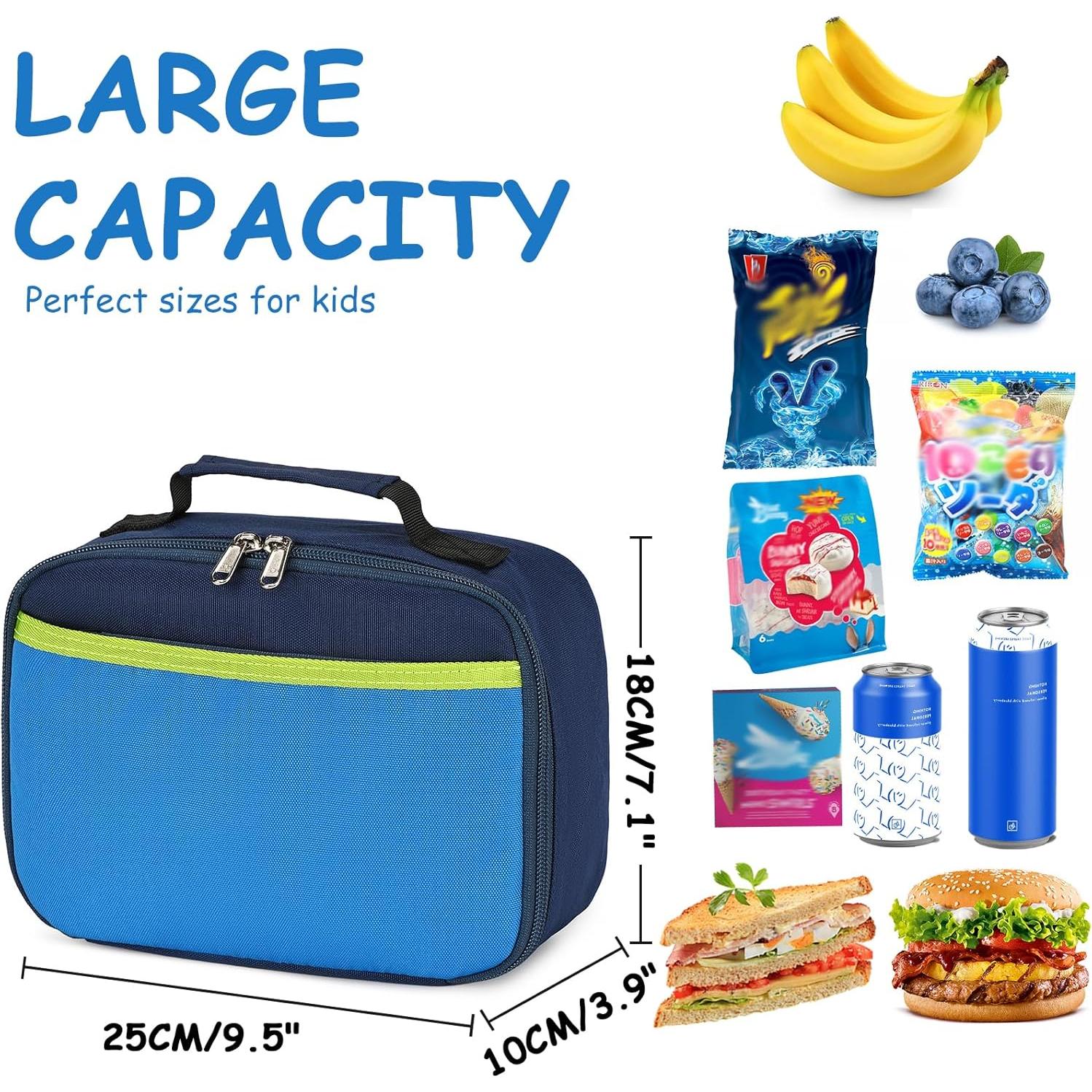 Mochila Escolar CAMTOP Niñas con Caja de Almuerzo Verde-Azul