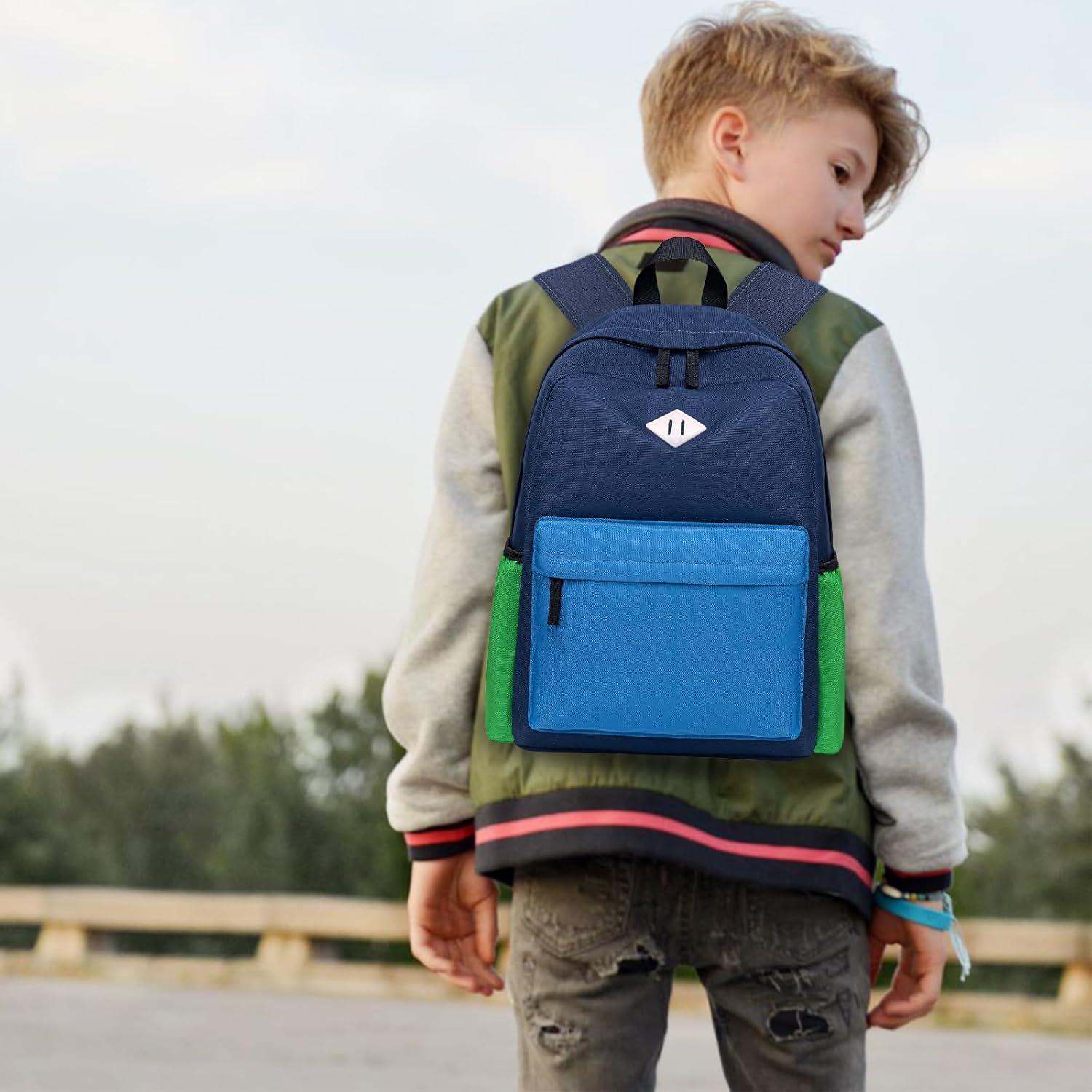 Mochila Escolar CAMTOP Niñas con Caja de Almuerzo Verde-Azul