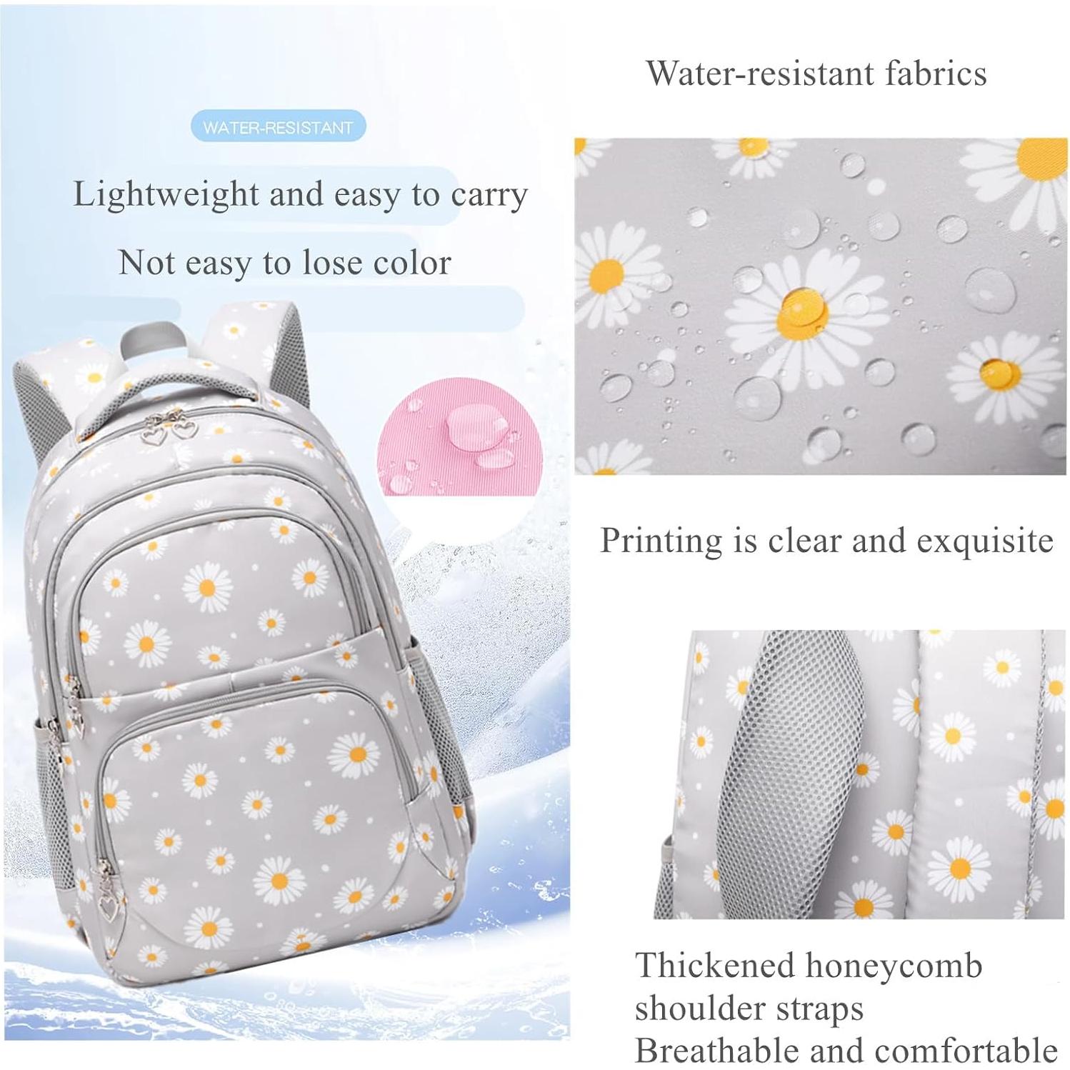 Mochila Escolar EKUIZAI con Estampado de Margaritas 29L
