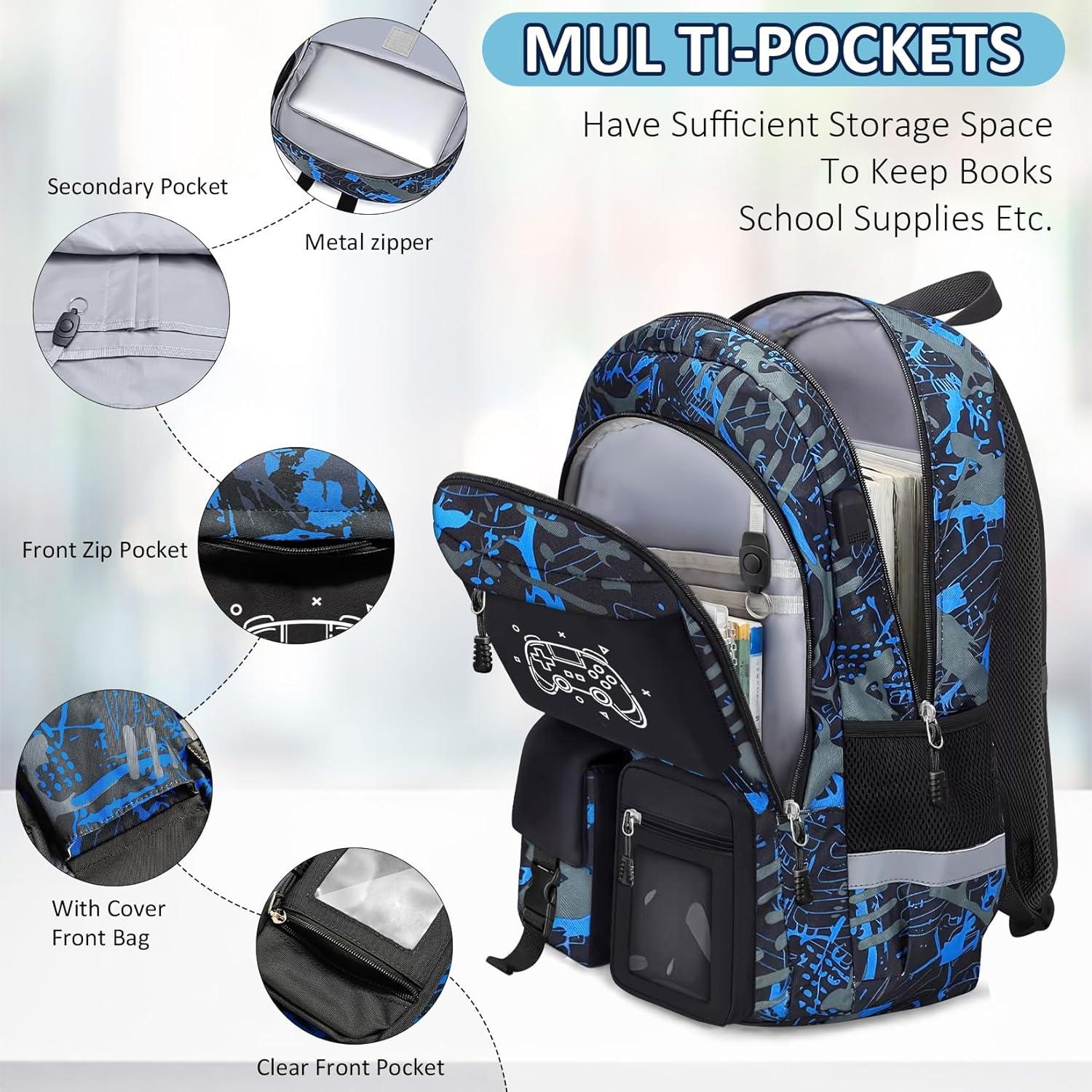 Mochila Escolar Gamer Xiamen 45.72 cm Multibolsillos