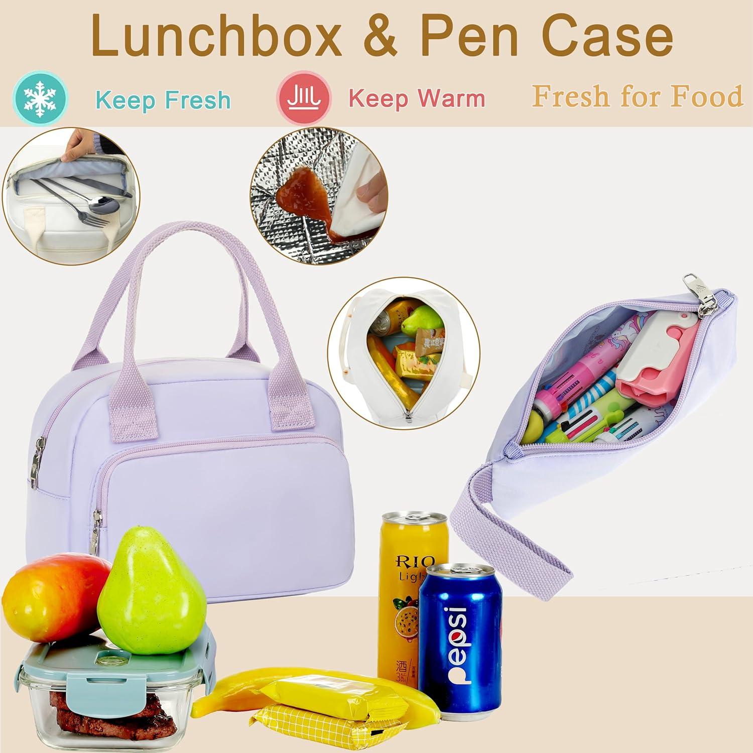 Mochila Escolar 3 en 1 para Niñas Adolescentes Púrpura