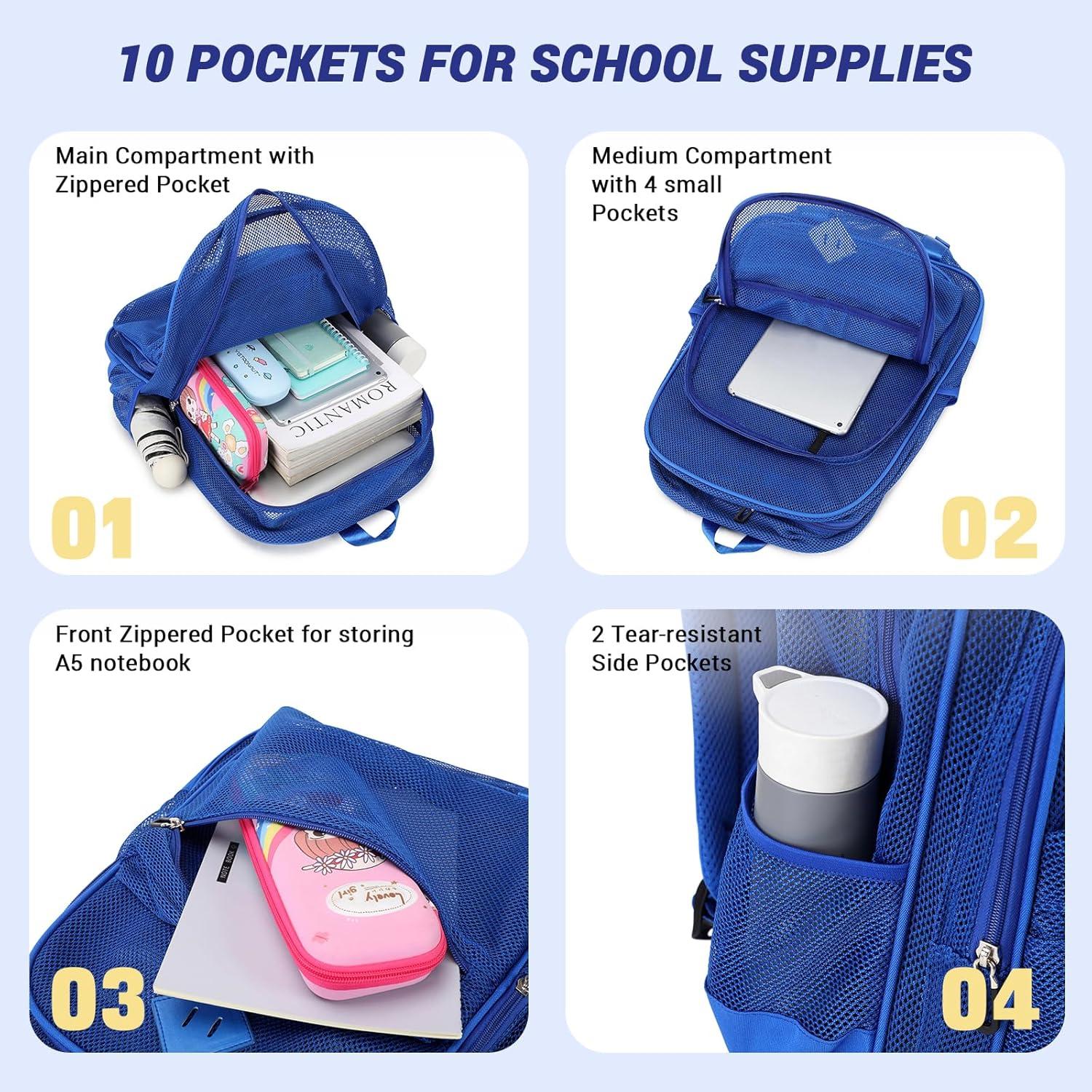 Mochila de Malla Resistente MOONBABY Azul 33x14x44cm