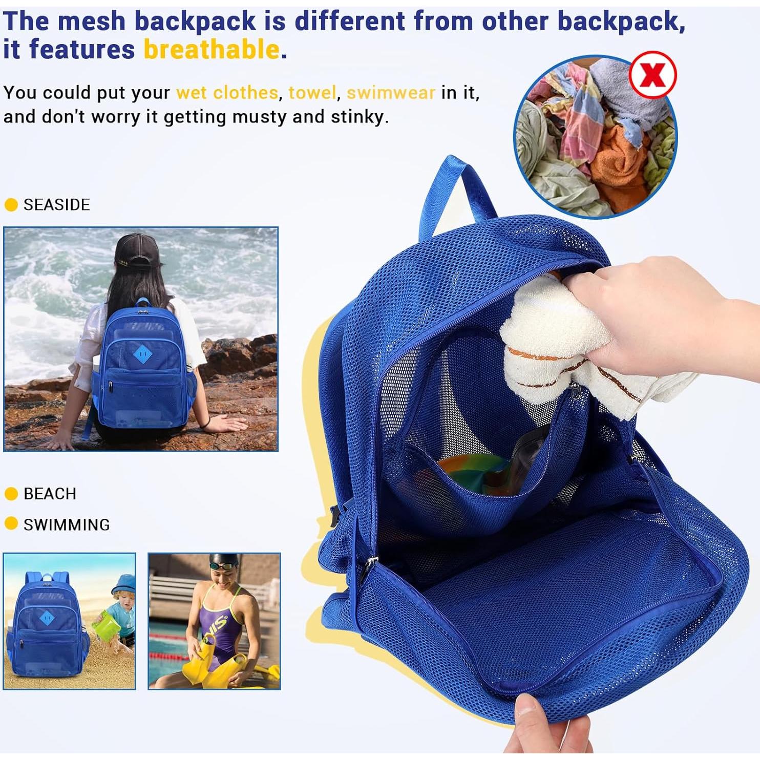 Mochila de Malla Resistente MOONBABY Azul 33x14x44cm